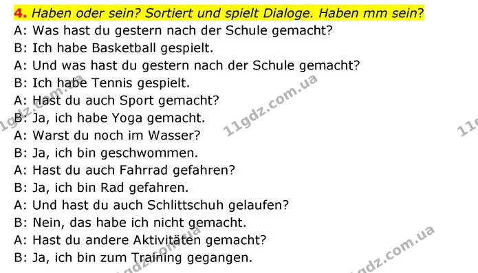 4. Haben oder sein? Sortiert und spielt Dialoge. Haben mm sein? — ГДЗ Німецька мова 6 клас Сотникова 2 рік (2023)