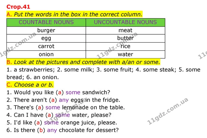 A. Put the words in the box in the correct column. — ГДЗ Зошит граматика Англійська мова Мітчелл