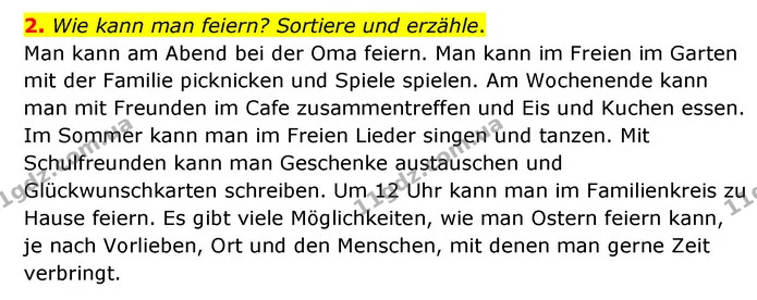 2. Wie kann man feiern? Sortiere und erzähle. — ГДЗ Німецька мова 6 клас Сотникова 2 рік (2023)
