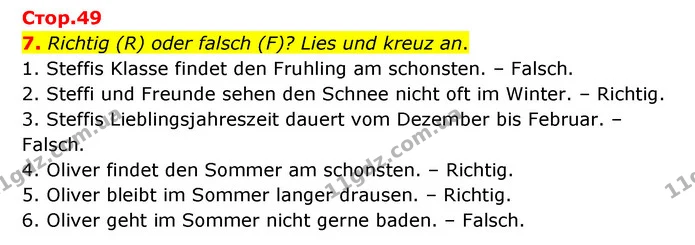7. Richtig (R) oder falsch (F)? Lies und kreuz an. — ГДЗ Німецька мова 6 клас Басай (2023)