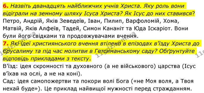 6. Назвіть дванадцять найближчих учнів Христа. Яку роль вони відіграли на земному шляху Ісуса Христа? Як Ісус до них ставився? — ГДЗ Зарубіжна література 8 клас Волощук
