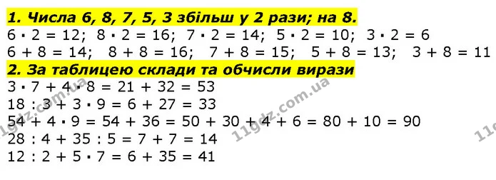 1. Числа 6, 8, 7, 5, 3 збільш у 2 рази; на 8. — ГДЗ Математика 2 клас Лишенко