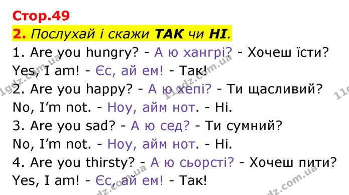 2. Послухай і скажи ТАК чи НІ. — Англійська мова 1 клас Мітчелл