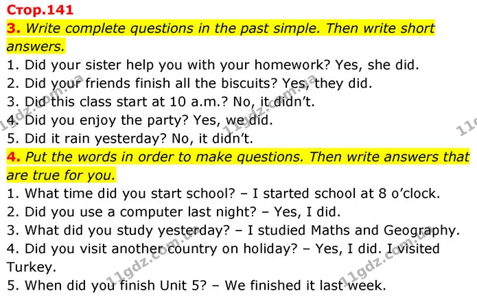3. Write complete questions in the past simple. Then write short answers. — ГДЗ Англійська мова 6 клас Коста (Prepare 6)