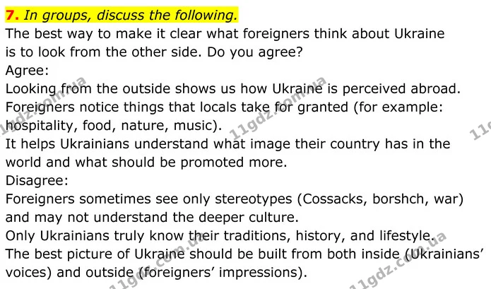 7. In groups, discuss the following. — ГДЗ Англійська мова 8 клас Карпюк 2025