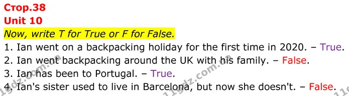Now, write T for True or F for False. — ГДЗ граматика Англійська мова 7 клас Мітчелл