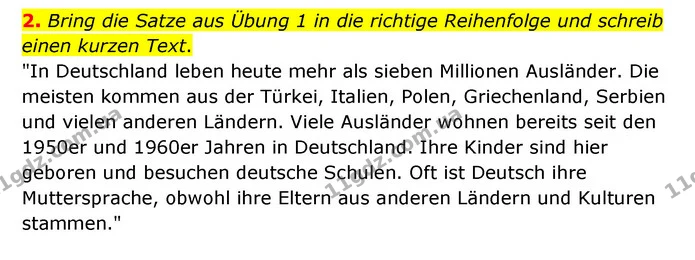 2. Bring die Satze aus Übung 1 in die richtige Reihenfolge und schreib einen kurzen Text. — ГДЗ Німецька мова 6 клас Басай (2023)