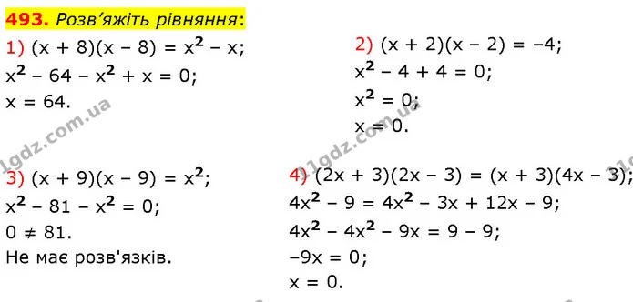 493. Розв’яжіть рівняння: — ГДЗ Алгебра 7 клас Тарасенкова 2024