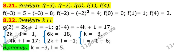 8.21. Знайдіть f(–3), f(–2), f(0), f(1), f(4). — ГДЗ Алгебра 9 клас Істер
