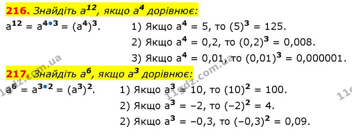 216. Знайдіть а12, якщо а4 дорівнює: — ГДЗ Алгебра 7 клас Тарасенкова 2024