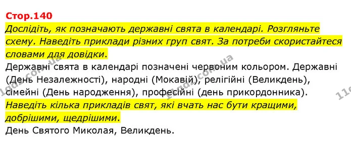Дослідіть, як позначають державні свята в календарі. Розгляньте схему. Наведіть приклади різних груп свят. За потреби скористайтеся — ГДЗ Я досліджую світ 3 клас Гільберг 1-2 ч.
