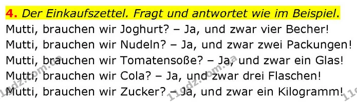 4. Der Einkaufszettel. Fragt und antwortet wie im Beispiel. — ГДЗ Німецька мова 7 клас Басай