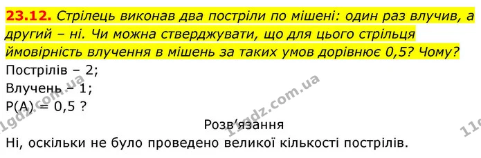 23.12. Стрілець виконав два постріли по мішені: один раз влучив, а — ГДЗ Алгебра 9 клас Істер