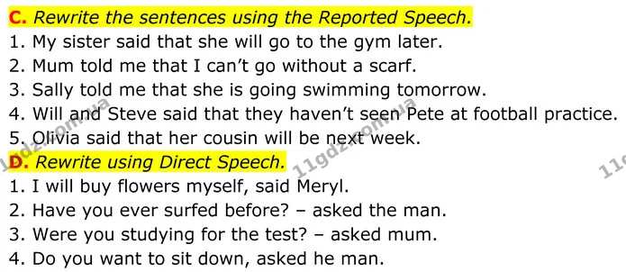 C. Rewrite the sentences using the Reported Speech. — ГДЗ робочий зошит Англійська мова 7 клас Мітчелл