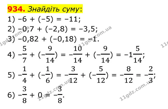 934. Знайдіть суму: — ГДЗ Математика 6 клас Мерзляк 2023 1-2 ч.