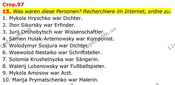 15. Was waren diese Personen? Recherchiere im Internet, ordne zu. — ГДЗ робочий зошит Німецька мова 8 клас Басай