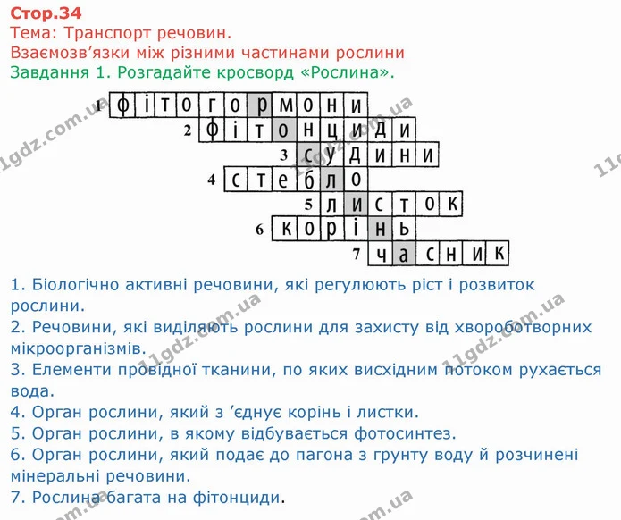 Стор. 34 — 1 — ГДЗ Робочий зошит Біологія 6 клас Мечник — ГДЗ Робочий зошит Біологія 6 клас Мечник