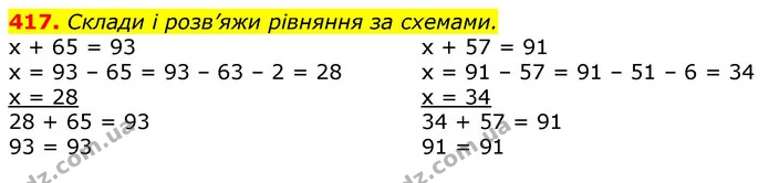 417. Склади і розв’яжи рівняння за схемами. — ГДЗ Математика 3 клас Лишенко (1, 2 частина)