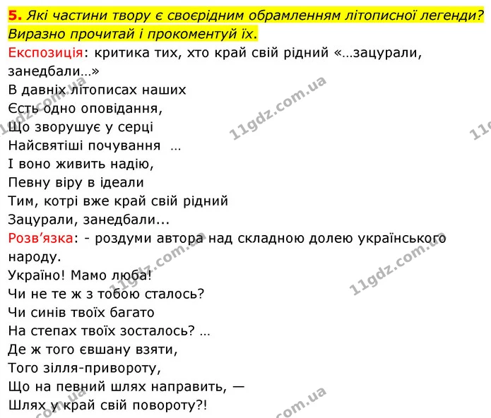 5. Які частини твору є своєрідним обрамленням літописної легенди? Виразно прочитай і прокоментуй їх. — ГДЗ Українська література 6 клас Коваленко 2023
