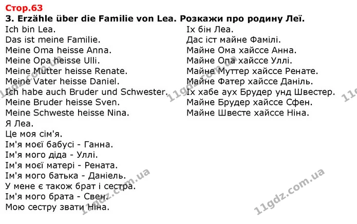 3. Erzähle über die Familie von Lea. Розкажи про родину Леї. — ГДЗ Німецька мова 1 клас Сотникова