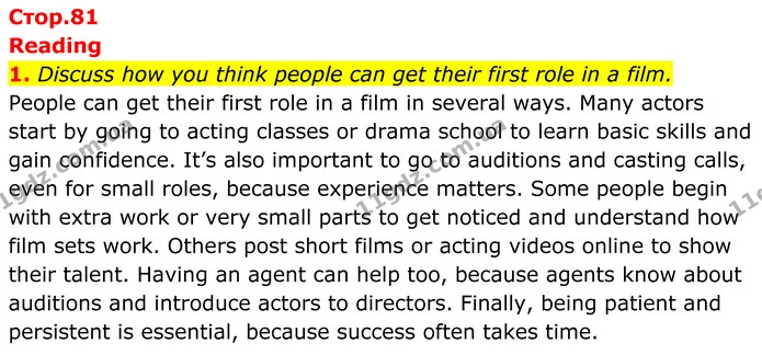 1. Discuss how you think people can get their first role in a film. — ГДЗ Англійська мова 8 клас Стайрінг (Prepare)