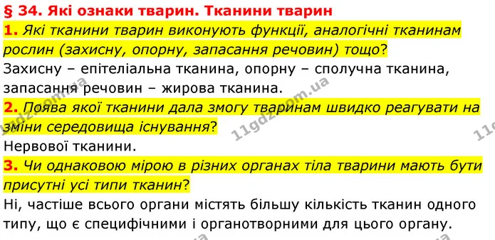 1. Які тканини тварин виконують функції, аналогічні тканинам рослин (захисну, опорну, запасання речовин) тощо? — ГДЗ Біологія 7 клас Балан