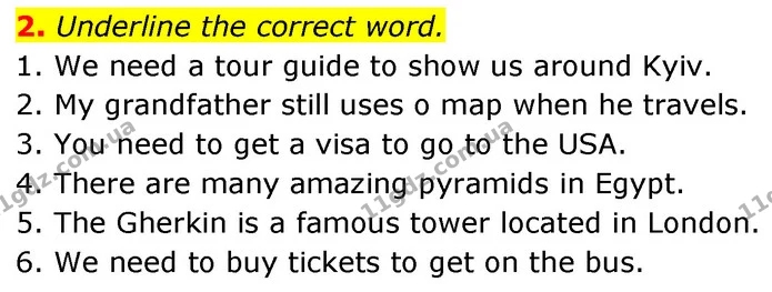 2. Underline the correct word. — ГДЗ Робочий зошит Англійська мова 7 клас Карпюк