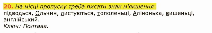 20. На місці пропуску треба писати знак м'якшення: — ГДЗ Українська мова 6 клас Заболотний 2019