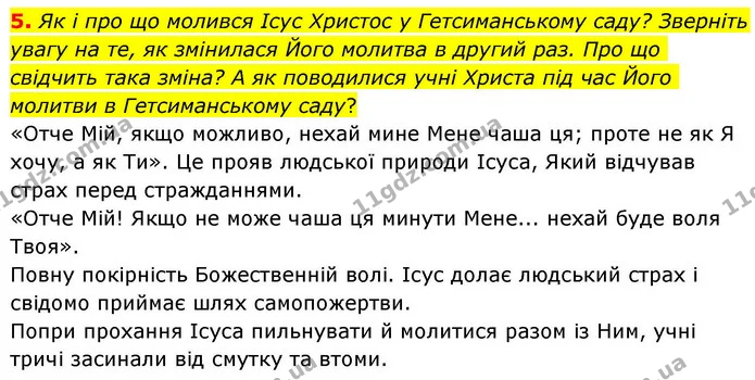 5. Як і про що молився Ісус Христос у Гетсиманському саду? Зверніть увагу на те, як змінилася Його молитва в другий раз. Про що — ГДЗ Зарубіжна література 8 клас Волощук