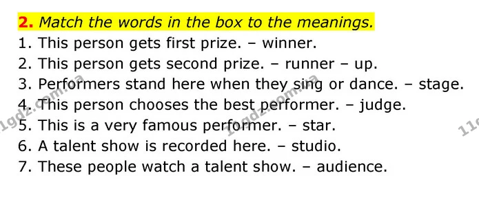 2. Match the words in the box to the meanings. — ГДЗ робочий зошит Англійська мова 6 клас Prepare
