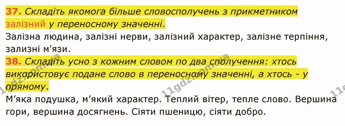 37. Складіть якомога більше словосполучень з прикметником залізний у переносному значенні. — ГДЗ Українська мова 5 клас Заболотний 2022