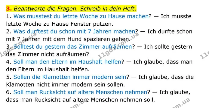 3. Beantworte die Fragen. Schreib in dein Heft. — ГДЗ Німецька мова 8 клас Сидоренко