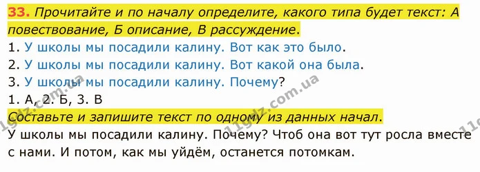 33. Прочитайте и по началу определите, какого типа будет текст: А повествование, Б описание, В рассуждение. — ГДЗ Русский язык и чтение 3 класс Лапшина