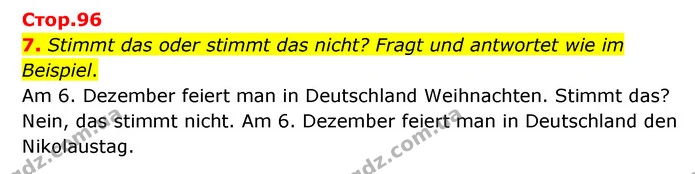 7. Stimmt das oder stimmt das nicht? Fragt und antwortet wie im Beispiel. — ГДЗ Німецька мова 6 клас Басай (2023)