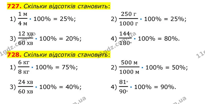 727. Скільки відсотків становить: — ГДЗ Математика 6 клас Істер 2023 1-2 ч.