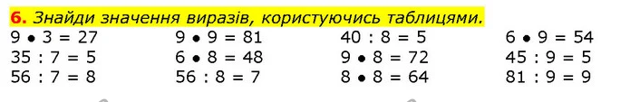 6. Знайди значення виразів, користуючись таблицями. — ГДЗ Математика 2 клас Скворцова