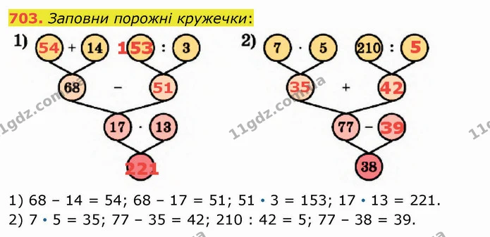 703. Заповни порожні кружечки: — ГДЗ Математика 5 клас Істер 2022
