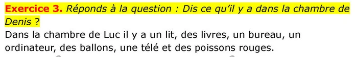 Exercice 3. Réponds à la question : Dis ce qu’il y a dans la chambre de Denis ? — ГДЗ Французька мова 7 клас Чумак