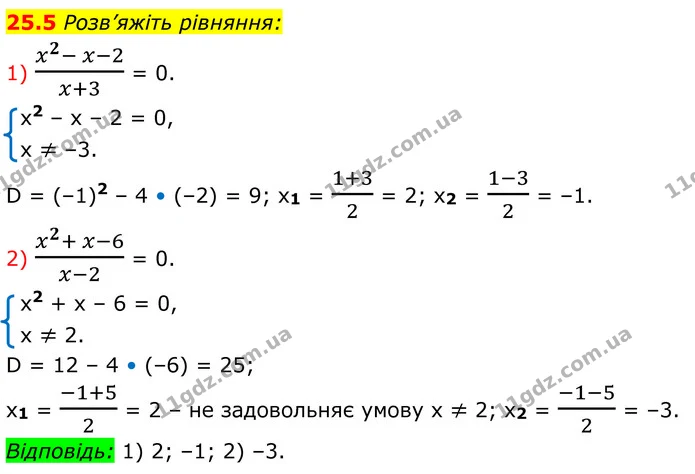 25.5 Розв’яжіть рівняння: — ГДЗ Алгебра 8 клас Істер