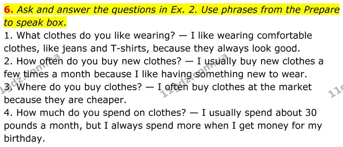 6. Ask and answer the questions in Ex. 2. Use phrases from the Prepare to speak box. — ГДЗ Англійська мова 8 клас Стайрінг (Prepare)