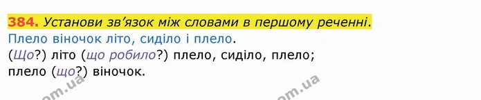 384. Установи зв’язок між словами в першому реченні. — ГДЗ Українська мова та читання 4 клас Кравцова