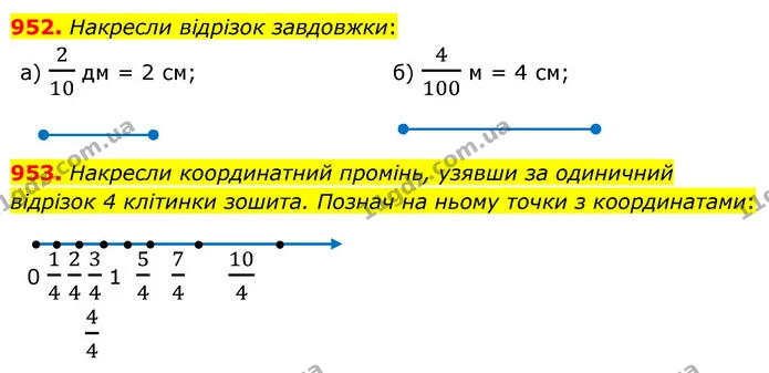 952. Накресли відрізок завдовжки: — ГДЗ Математика 5 клас Бевз