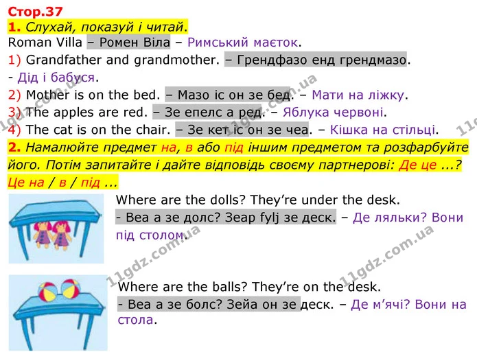 1. Слухай, показуй і читай. — ГДЗ Англійська мова 2 клас Мітчелл