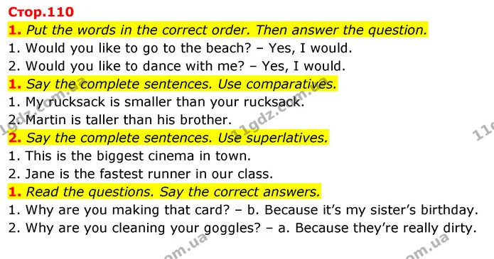1. Put the words in the correct order. Then answer the question. — ГДЗ Англійська мова 4 клас Пухта