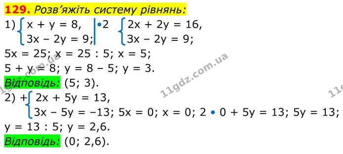 129. Розв’яжіть систему рівнянь: — ГДЗ Алгебра 8 клас Мерзляк