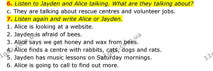 6. Listen to Jayden and Alice talking. What are they talking about? — ГДЗ Англійська мова 6 клас Коста (Prepare 6)
